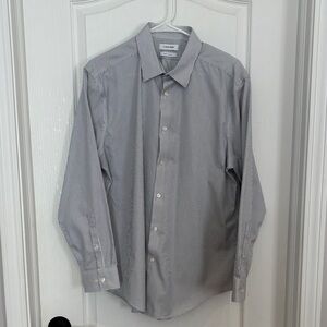 Calvin Klein Men's Pinstripe Dress Shirt in Navy